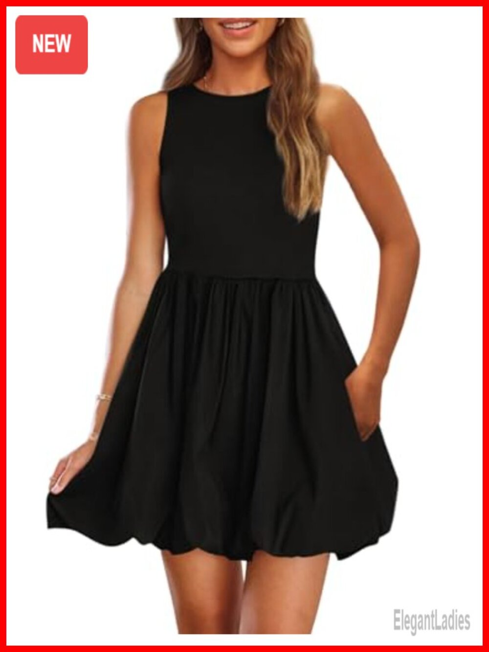 Women's Sleeveless Bubble Mini Dress A-Line Casual Summer